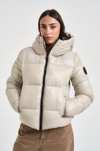 Piumino donna corto lucido bianco latte D31989W 40019 SAVE THE DUCK 