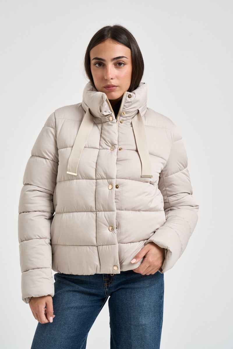 Piumino donna corto beige chiaro D32866 40019 SAVE THE DUCK 