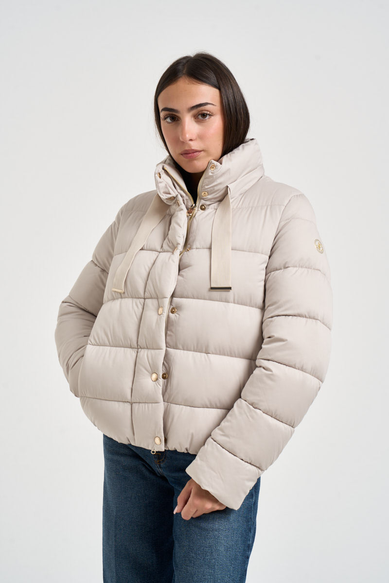 Piumino donna corto beige chiaro D32866 40019 SAVE THE DUCK 