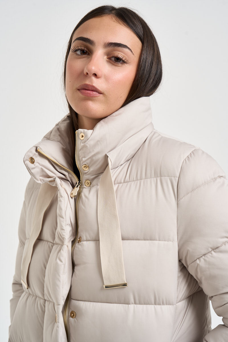 Piumino donna corto beige chiaro D32866 40019 SAVE THE DUCK 