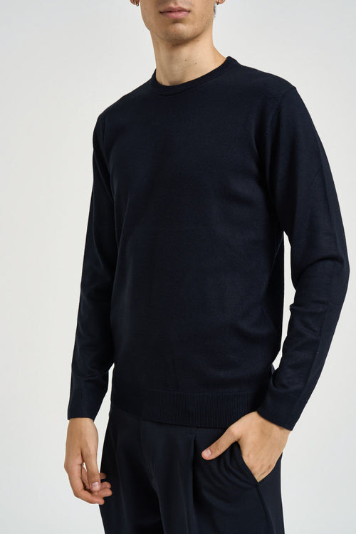 Maglia uomo girocollo blu navy - 2