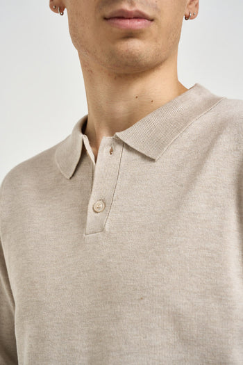 Polo uomo a maniche lunghe beige - 3