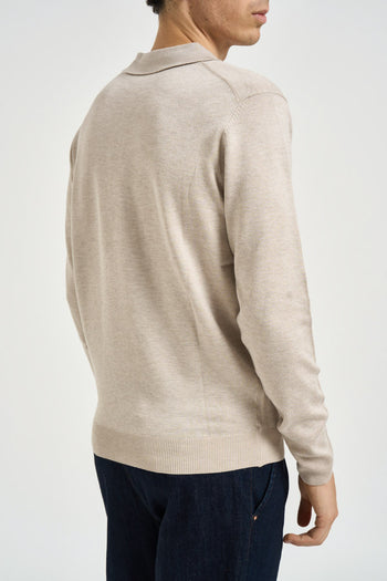 Polo uomo a maniche lunghe beige - 4