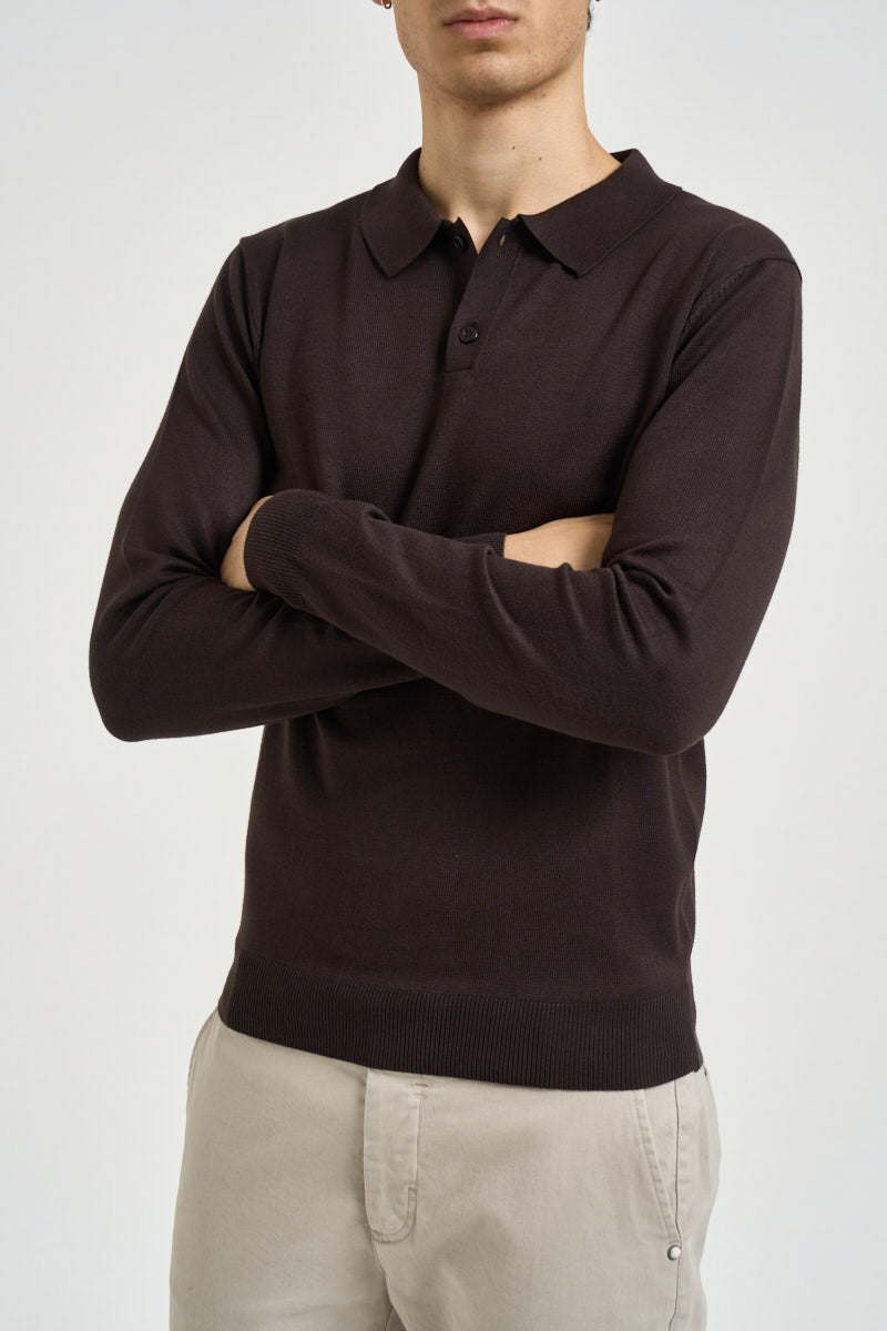 Polo uomo a maniche lunghe marrone scuro MI3331 MORO SEINSE 