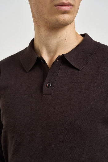 Polo uomo a maniche lunghe marrone scuro - 3
