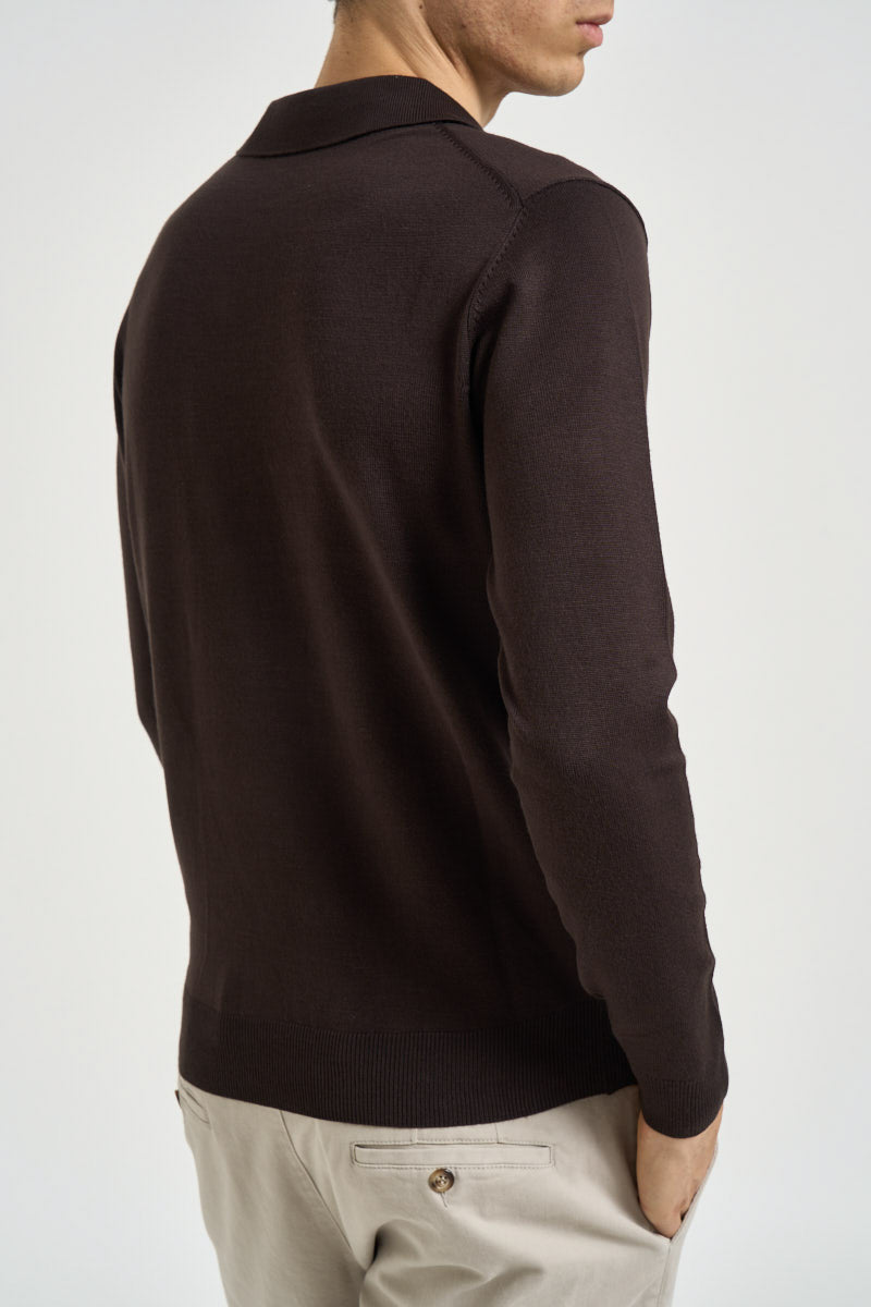 Polo uomo a maniche lunghe marrone scuro MI3331 MORO SEINSE 