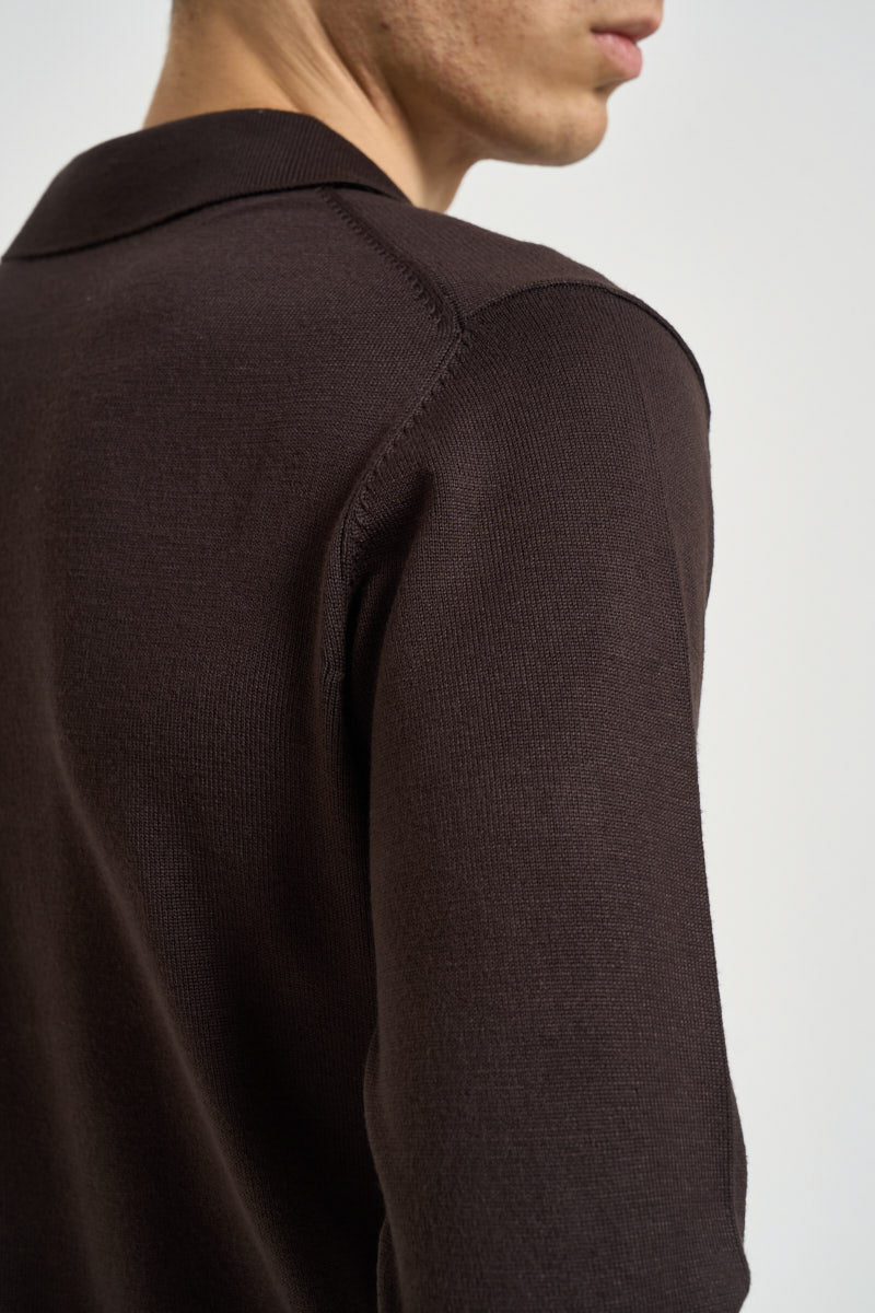 Polo uomo a maniche lunghe marrone scuro MI3331 MORO SEINSE 