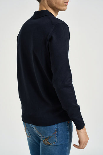 Polo uomo a maniche lunghe blu - 3