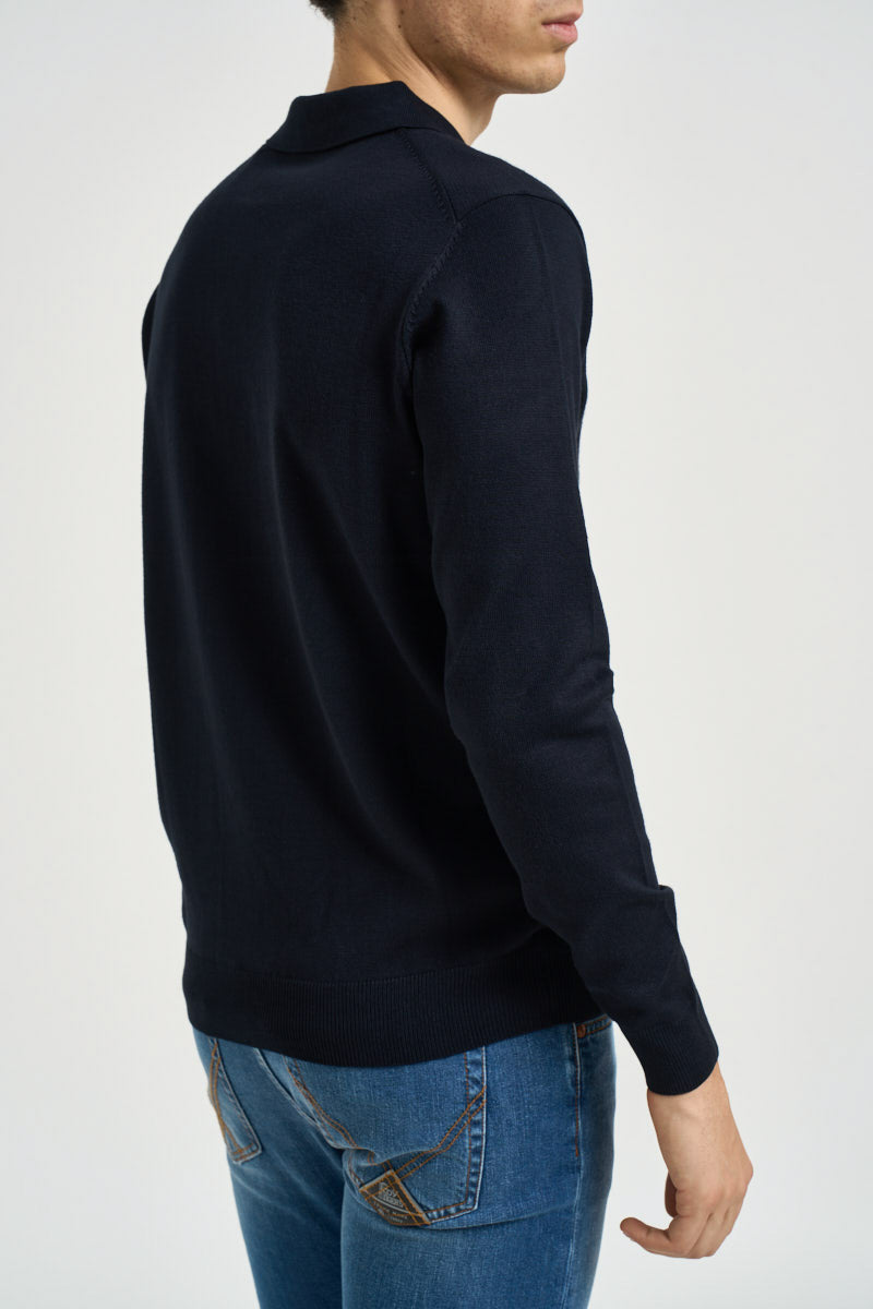 Polo uomo a maniche lunghe blu MI3331 NAVY SEINSE 