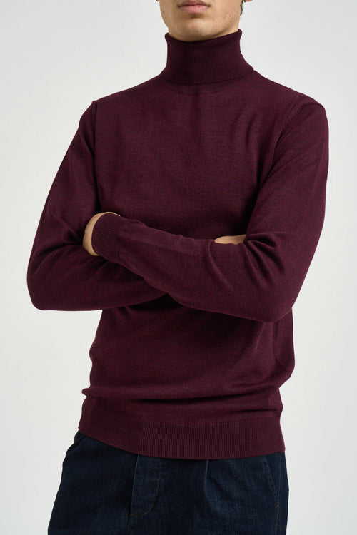 Maglia uomo dolcevita bordeaux - 1