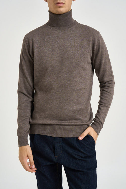 Maglia uomo dolcevita fango - 1