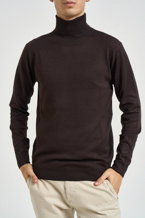 Maglia uomo dolcevita marrone - 1