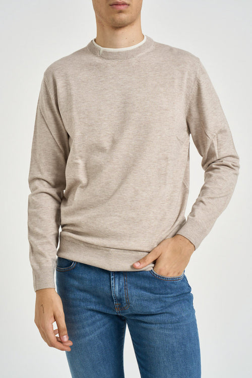 Maglia uomo girocollo beige - 1