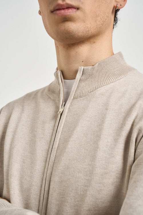 Cardigan uomo full zip beige - 2