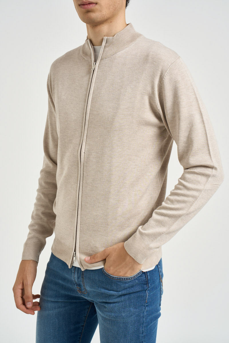Cardigan uomo full zip beige MI3370 BEIGE SEINSE 
