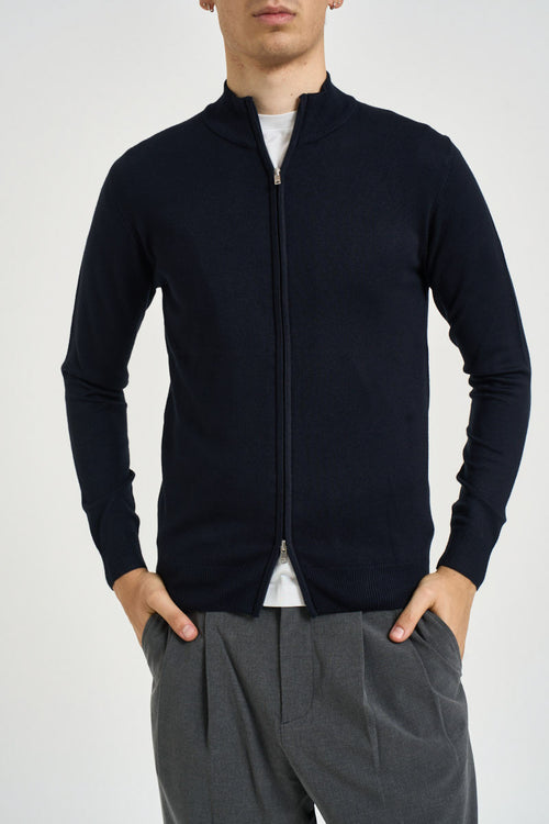 Cardigan uomo full zip blu - 1