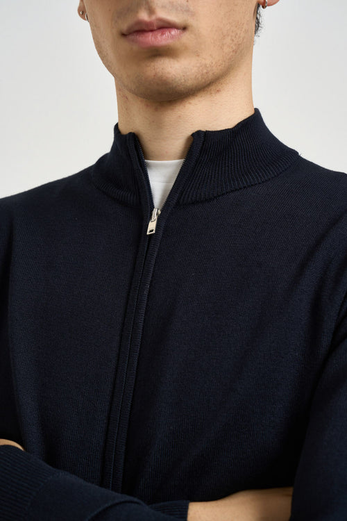 Cardigan uomo full zip blu - 2