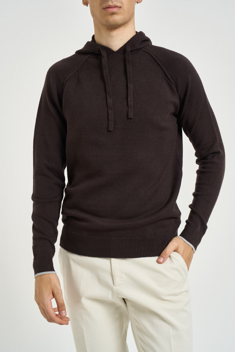 Maglia uomo con cappuccio marrone MI3376 MORO SEINSE 