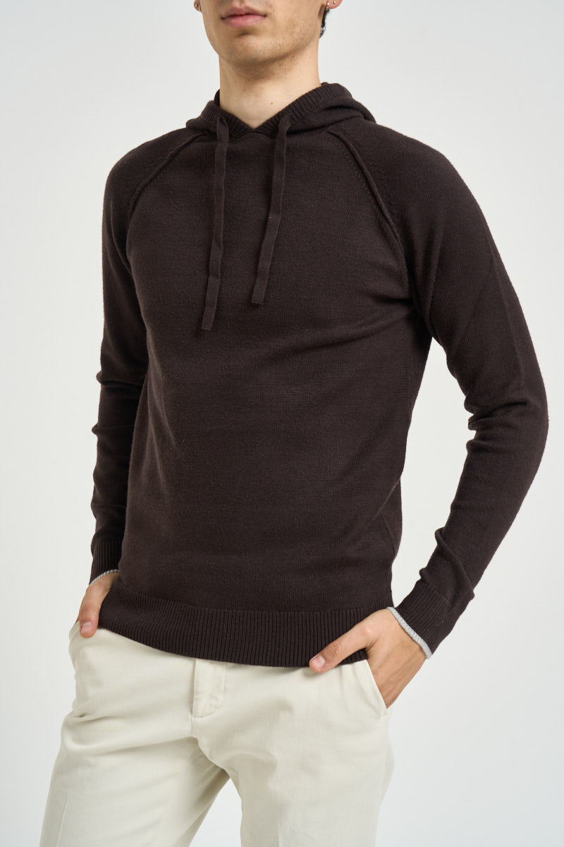 Maglia uomo con cappuccio marrone MI3376 MORO SEINSE 