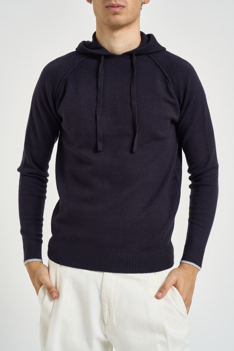 Maglia uomo con cappuccio blu navy MI3376 NAVY SEINSE 