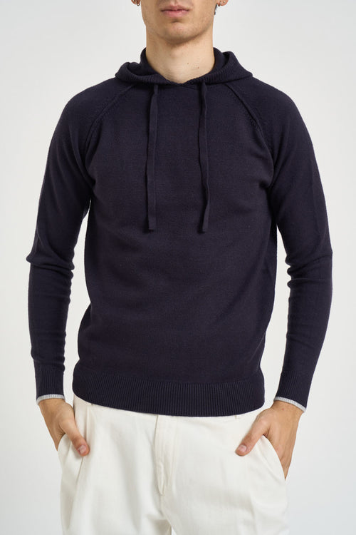 Maglia uomo con cappuccio blu navy - 1