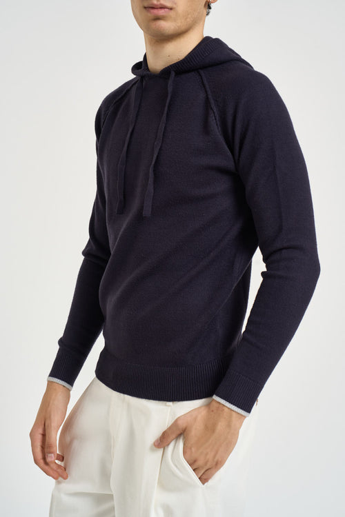 Maglia uomo con cappuccio blu navy - 2