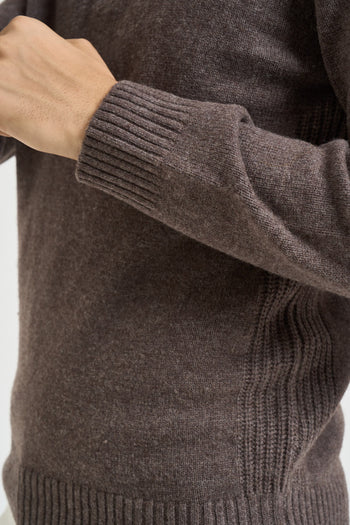 Maglia uomo mezza zip marrone mélange - 4