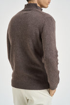Maglia uomo mezza zip marrone mélange MI3381 FANGO SEINSE 