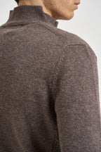 Maglia uomo mezza zip marrone mélange MI3381 FANGO SEINSE 