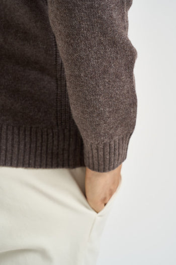 Maglia uomo mezza zip marrone mélange - 7