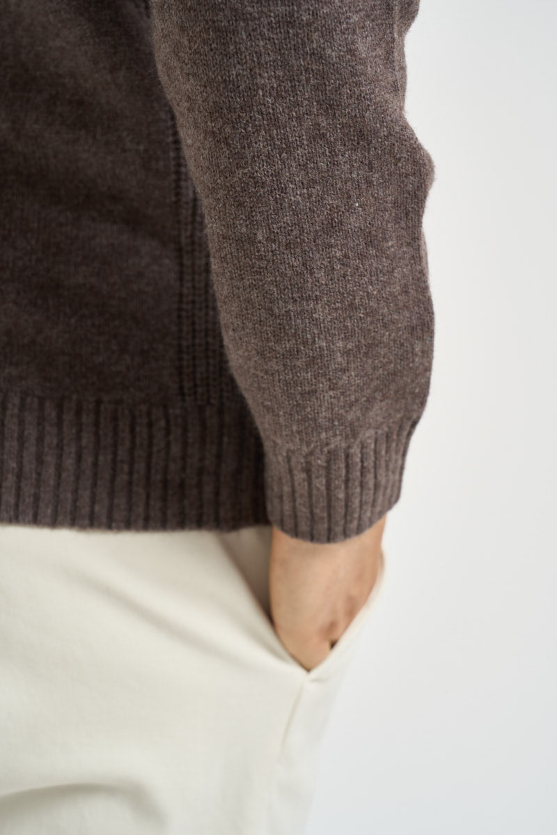 Maglia uomo mezza zip marrone mélange MI3381 FANGO SEINSE 