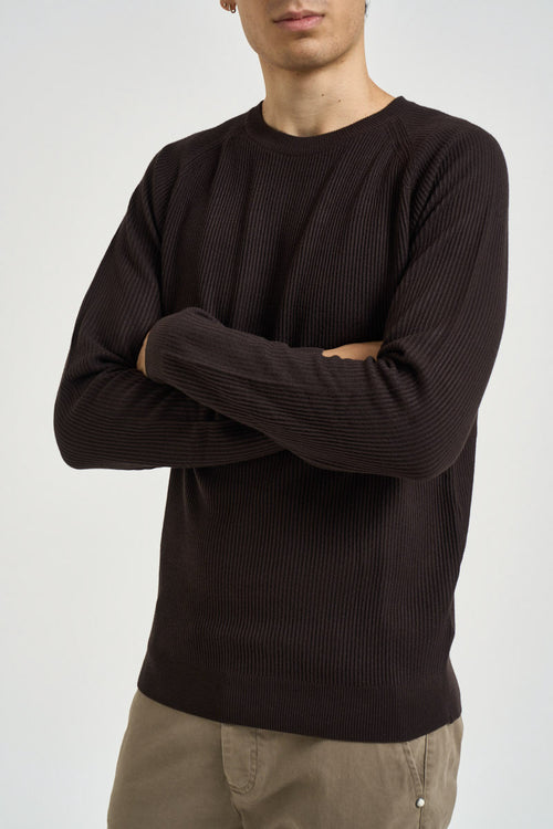Maglia uomo girocollo con maniche raglan moro - 2