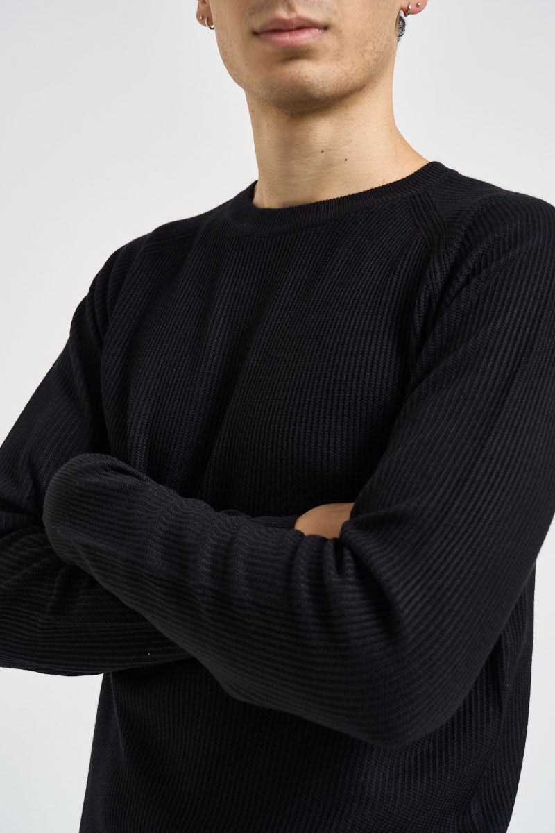 Maglia uomo girocollo con maniche raglan nera MI3386 NERO SEINSE 
