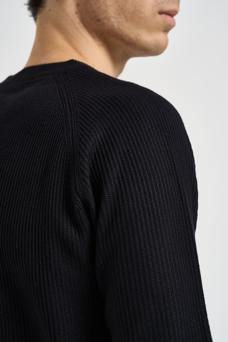 Maglia uomo girocollo con maniche raglan nera MI3386 NERO SEINSE 