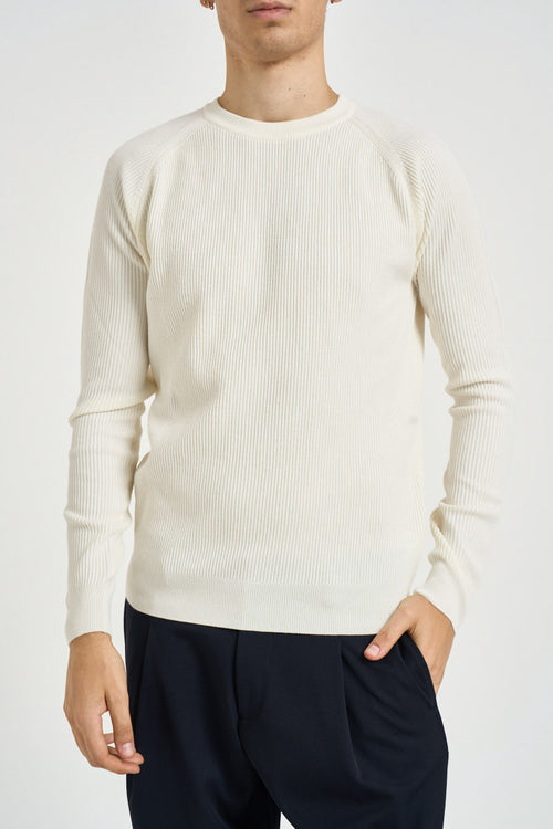 Maglia uomo girocollo con maniche raglan latte - 1