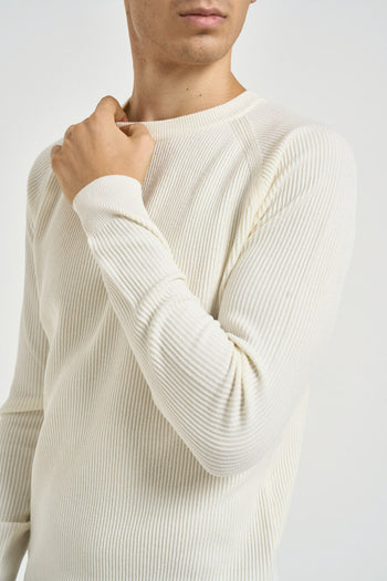 Maglia uomo girocollo con maniche raglan latte - 3