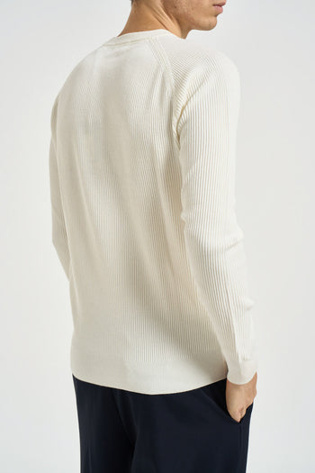 Maglia uomo girocollo con maniche raglan latte - 4