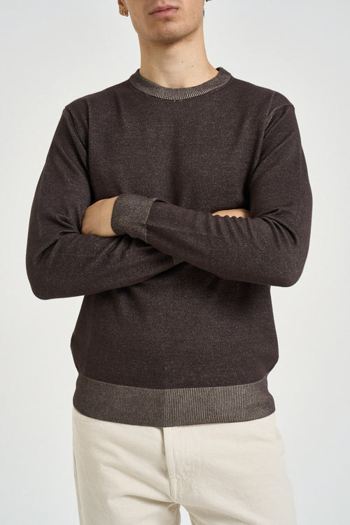 Maglia uomo girocollo vanisé marrone scuro - 1