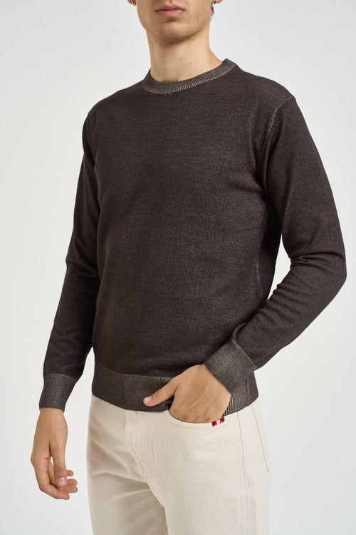 Maglia uomo girocollo vanisé marrone scuro - 2