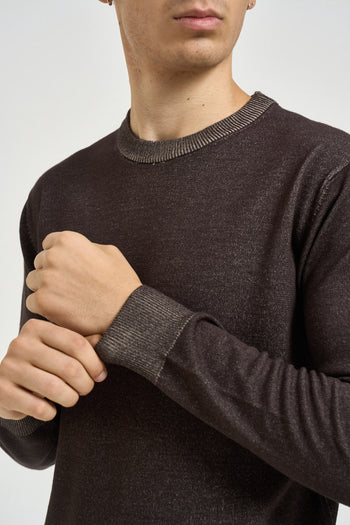 Maglia uomo girocollo vanisé marrone scuro - 3