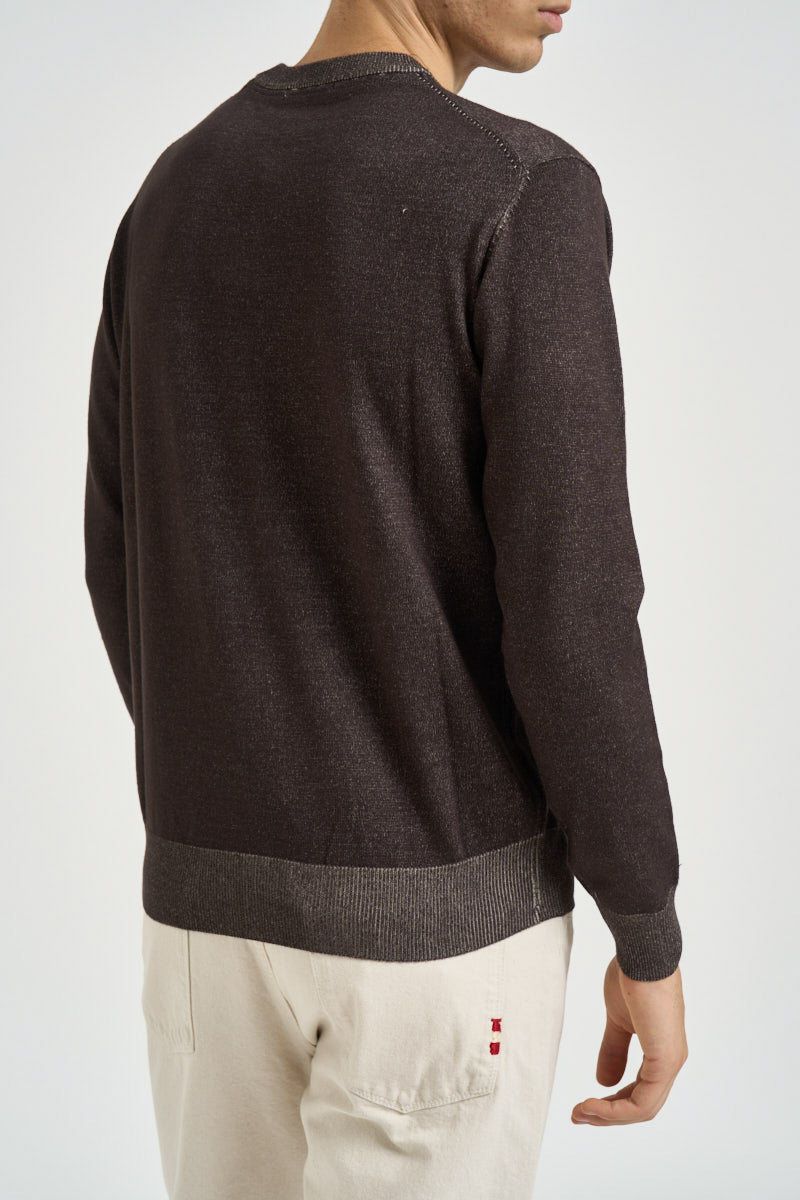 Maglia uomo girocollo vanisé marrone scuro MI3399 MORO SEINSE 