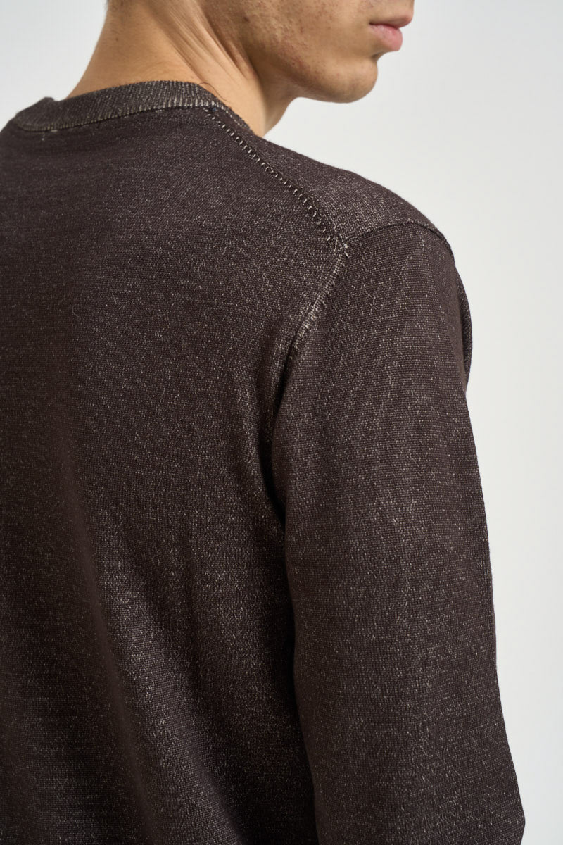 Maglia uomo girocollo vanisé marrone scuro MI3399 MORO SEINSE 