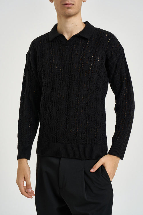 Maglia uomo traforata nera - 1