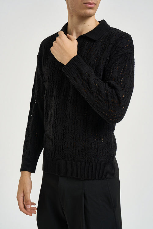 Maglia uomo traforata nera - 2