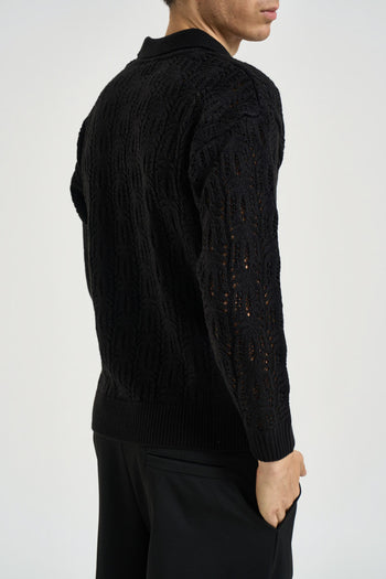Maglia uomo traforata nera - 6