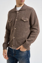 Cardigan uomo collo a camicia marrone MI3501 FANGO SEINSE 