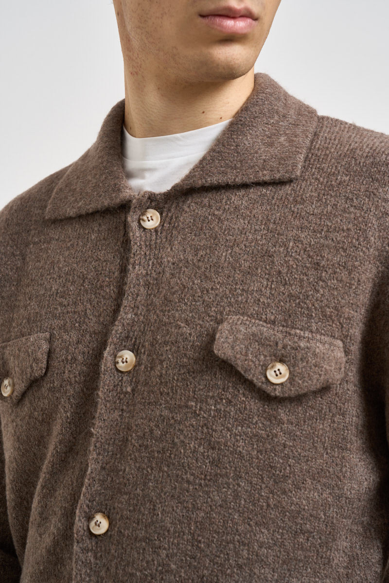 Cardigan uomo collo a camicia marrone MI3501 FANGO SEINSE 