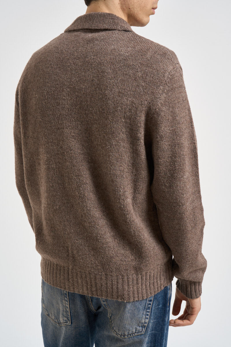 Cardigan uomo collo a camicia marrone MI3501 FANGO SEINSE 