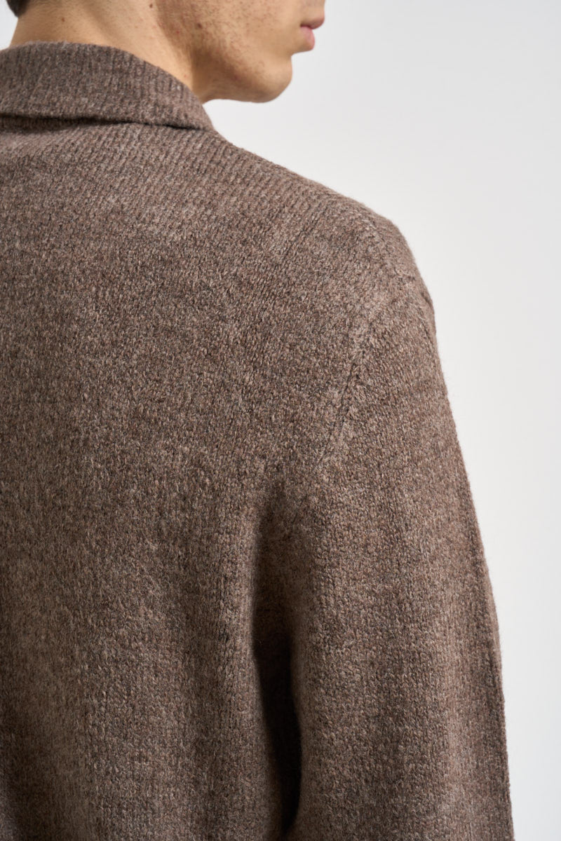 Cardigan uomo collo a camicia marrone MI3501 FANGO SEINSE 