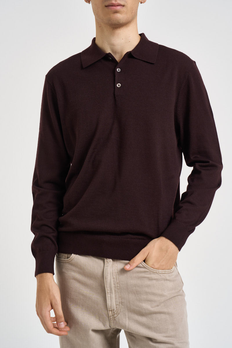 Maglia polo uomo in lana melanzana MI3509 MELANZANA SEINSE 